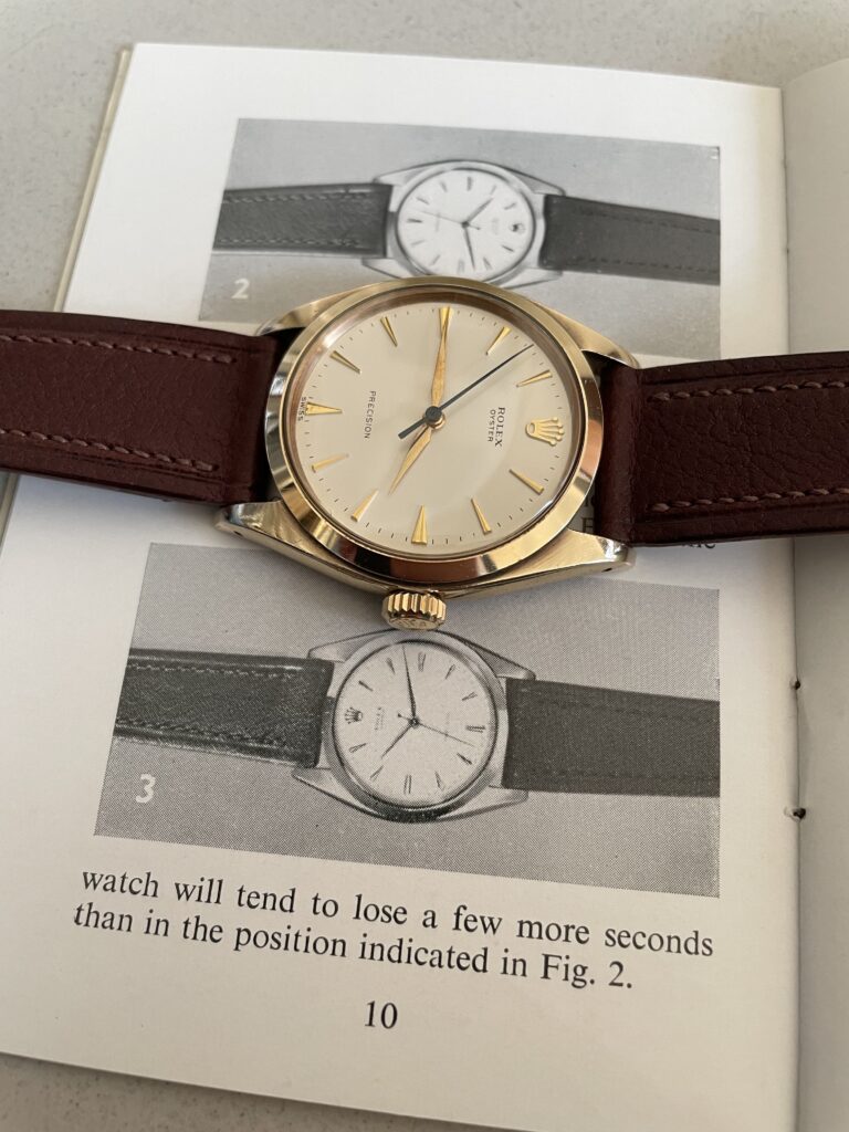 The Rolex 6426 pictured on its original strap