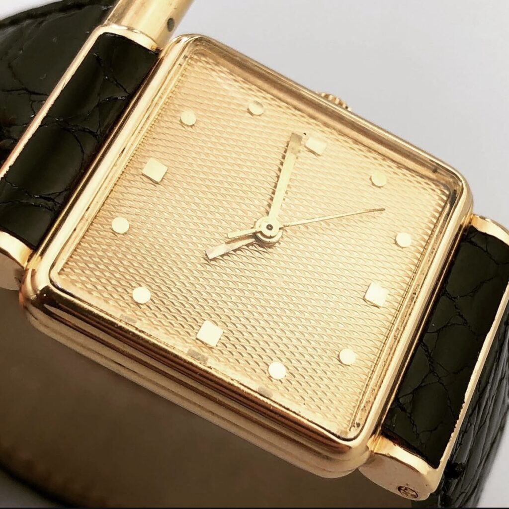 Vintage Boucheron automatic wristwatch with crocodile covered lugs.
